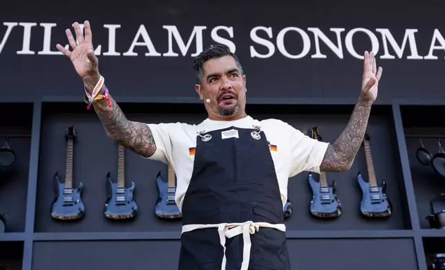 Aaron Sanchez is seen at the Williams Sonoma Culinary Stage during the 2025 BottleRock Napa Valley on Friday, May 23, 2025, at Napa Valley Expo in Napa, Calif. (Photo by Amy Harris/Invision/AP)
