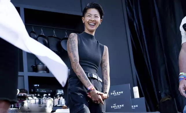 Kristen Kish is seen on the Williams Sonoma Culinary Stage at the 2025 BottleRock Napa Valley on Saturday, May 24, 2025, at Napa Valley Expo in Napa, Calif. (Photo by Amy Harris/Invision/AP)