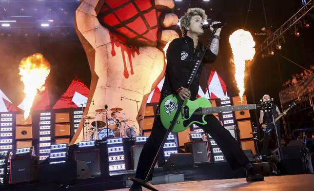 Green Day performs during the 2025 BottleRock Napa Valley on Friday, May 23, 2025, at Napa Valley Expo in Napa, Calif. (Jessica Christian/San Francisco Chronicle via AP)