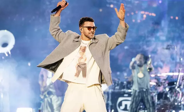 Justin Timberlake performs at the 2025 BottleRock Napa Valley on Saturday, May 24, 2025, at Napa Valley Expo in Napa, Calif. (Photo by Amy Harris/Invision/AP)