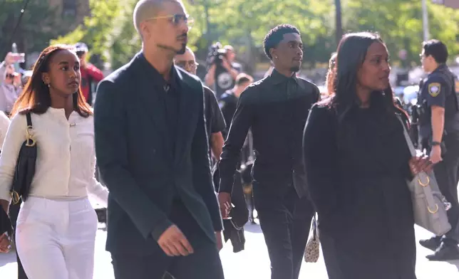 Family and supporters of Sean "Diddy" Combs, including King Combs, second from right, arrive to the courthouse in New York, Monday, May 12, 2025. (AP Photo/Seth Wenig)