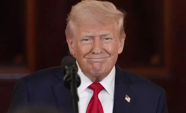 President Donald Trump speaks during an event about investing in America in the Cross Hall of the White House, Wednesday, April 30, 2025, in Washington. (AP Photo/Alex Brandon)