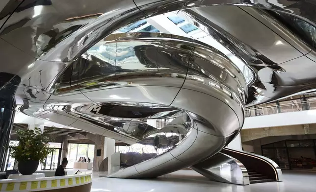 Interior view of the Fenix Migration Museum in Rotterdam, Netherlands, Wednesday, May 14, 2025. (AP Photo/Peter Dejong)