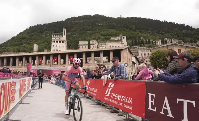 Diego Ulissi during the stage 9 of the Giro d'Italia from Gubbio to Siena, Italy, Sunday, May 18, 2025. (Massimo Paolone/LaPresse via AP)