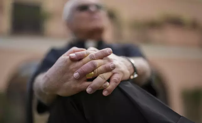Guatemalan Cardinal Alvaro Ramazzini sits during an interview with the Associated Press at the headquarters of the Scalabrinian congregation, in Rome, Saturday, May 3, 2025. (AP Photo/Francisco Seco)