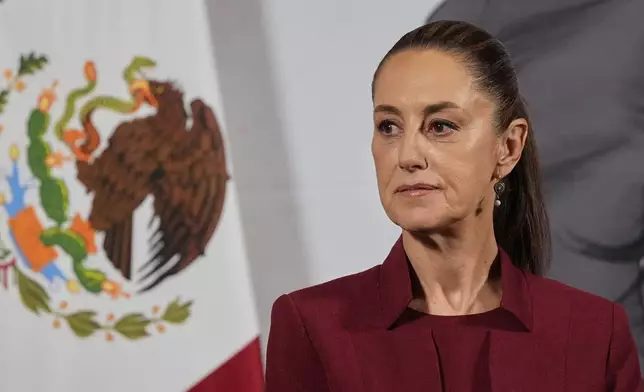 FILE - Mexican President Claudia Sheinbaum attends her morning press conference at the National Palace in Mexico City, April 2, 2025. (AP Photo/Marco Ugarte, File)