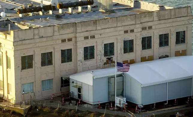 Alcatraz Island is pictured on Sunday, May 4, 2025, in the San Francisco Bay, Calif. (AP Photo/Noah Berger)