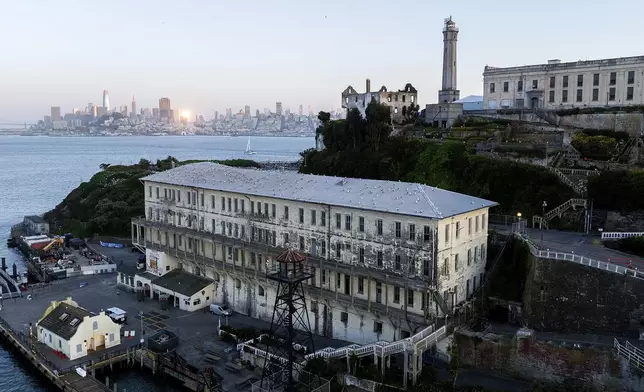 Alcatraz Island is pictured on Sunday, May 4, 2025, in the San Francisco Bay, Calif. (AP Photo/Noah Berger)