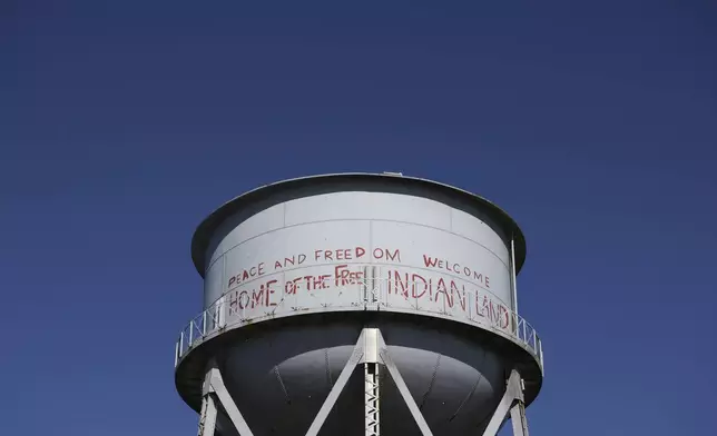A water town on Alcatraz Island is seen Monday, May 5, 2025, in San Francisco. (AP Photo/Jed Jacobsohn)