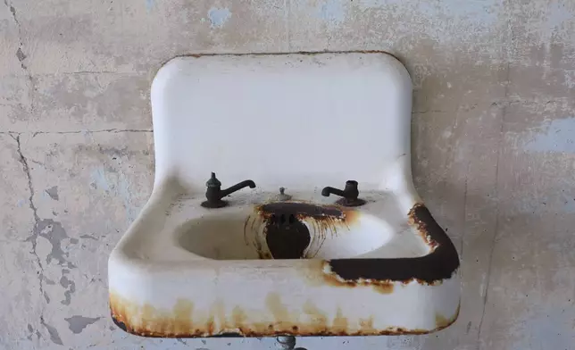 An old sink is shown during a tour of Alcatraz Island in San Francisco, Monday, May 5, 2025. (AP Photo/Jed Jacobsohn)