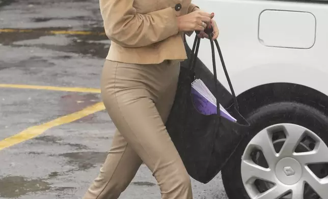 Judge Julieta Makintach arrives at court for a hearing in the trial of health professionals accused of negligence in the death of soccer star Diego Maradona, in San Isidro, on the outskirts of Buenos Aires, Argentina, Tuesday, May 27, 2025. (AP Photo/Gustavo Garello)