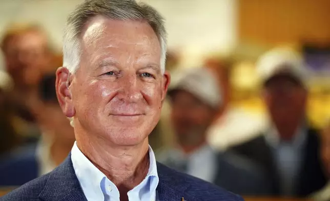 U.S. Sen. Tommy Tuberville, R-Ala., speaks about plans to run for the governor of Alabama in 2026, Tuesday May 27, 2025 at Byron's Smokehouse in Auburn, Ala. (AP Photo/ John David Mercer)