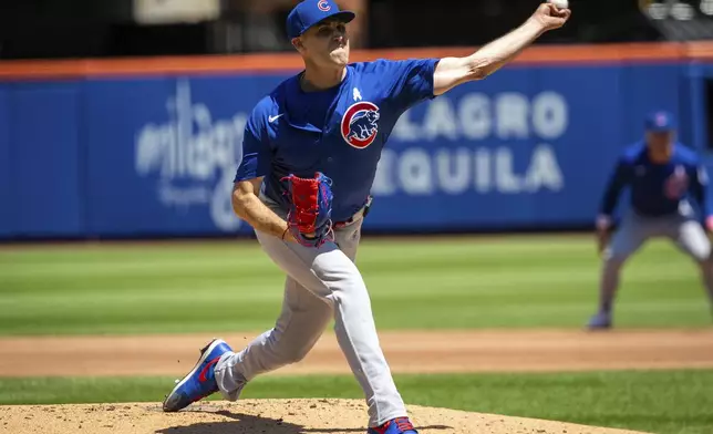 Chicago Cubs pitcher Matthew Boyd (16) throws during the second inning of the baseball game against the New York Mets, Sunday, May 11, 2025, in New York. (AP Photo/Angelina Katsanis)