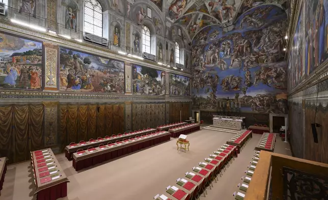 The Sistine Chapel, where cardinals will gather to elect the new pope, is seen Tuesday, May 6, 2025. (Vatican Media via AP)