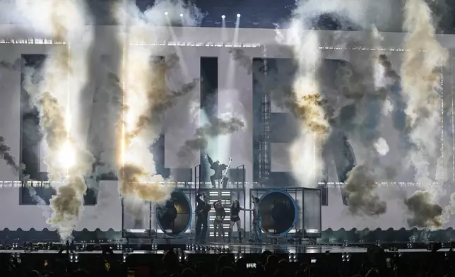 Abor &amp; Tinny from Germany perform the song "Baller" during the dress rehearsal for the Grand Final of the 69th Eurovision Song Contest, in Basel, Switzerland, Friday, May 16 2025. (AP Photo/Martin Meissner)