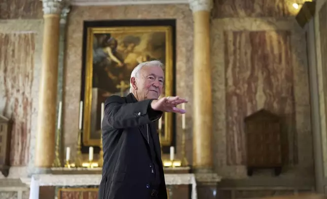 Cardinal Vincent Nichols attends an interview at the Venerable English College, in Rome, Friday, May 2, 2025. (AP Photo/Alessandra Tarantino)