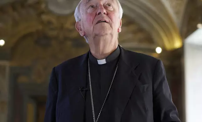 Cardinal Vincent Nichols attends an interview at the Venerable English College, in Rome, Friday, May 2, 2025. (AP Photo/Alessandra Tarantino)