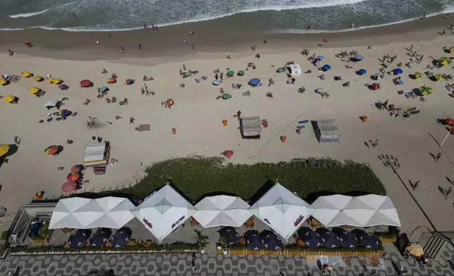 A beach kiosk sits on the Ipanema Beach boardwalk in Rio de Janeiro, Sunday, May 25, 2025. (AP Photo/Bruna Prado)