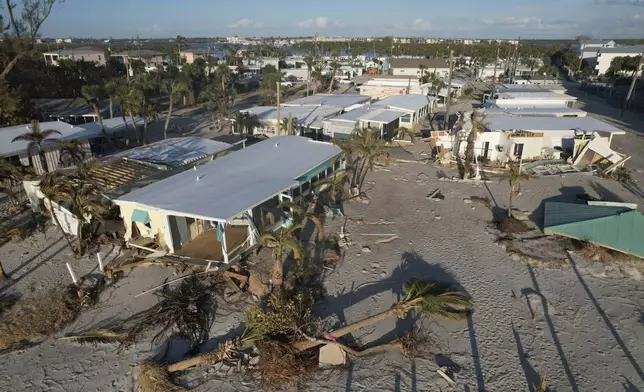 FILE - Damage from Hurricane Milton is seen at a mobile home community on Manasota Key, in Englewood, Fla., Sunday, Oct. 13, 2024. (AP Photo/Rebecca Blackwell, File)
