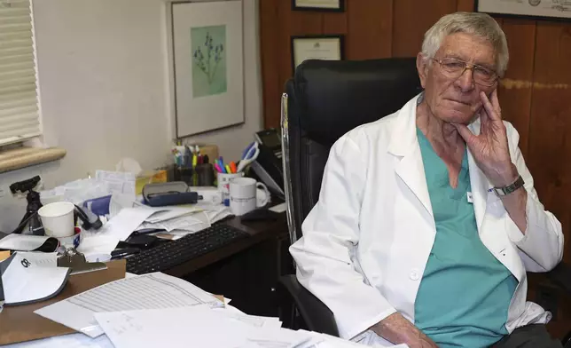 Dr. Warren Hern sits in his now-closed clinic Wednesday, May 7, 2025, in Boulder, Colo. (AP Photo/David Zalubowski)