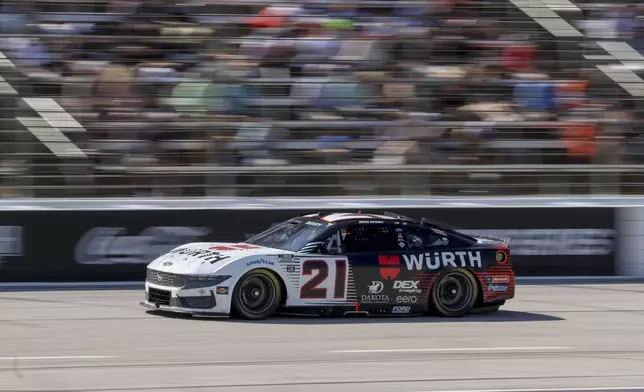 Josh Berry comes out of Turn 4 during a NASCAR Cup Series auto race at Texas Motor Speedway in Fort Worth, Texas, Sunday, May 4, 2025. (AP Photo/Gareth Patterson)