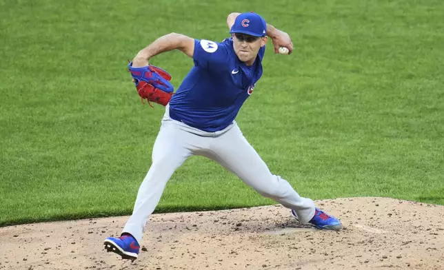 Chicago Cubs pitcher Matthew Boyd delivers during the fifth inning of a baseball game against the Pittsburgh Pirates in Pittsburgh, Wednesday, April 30, 2025. (AP Photo/Gene J. Puskar)