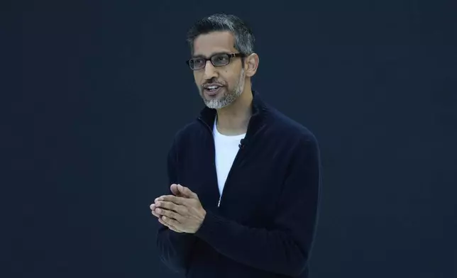 Alphabet CEO Sundar Pichai speaks at a Google I/O event in Mountain View, Calif., Tuesday, May 20, 2025. (AP Photo/Jeff Chiu)