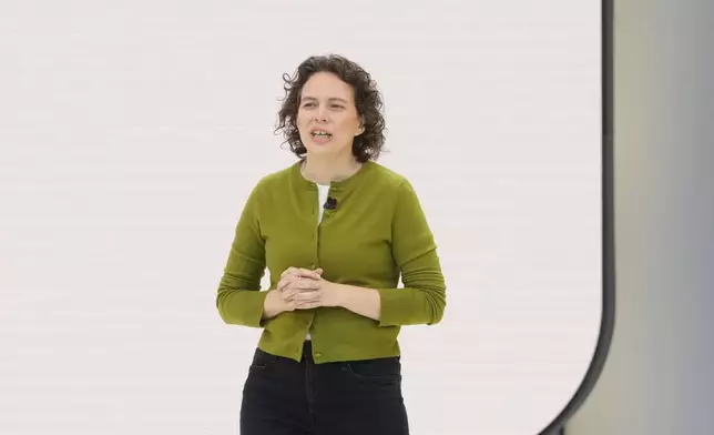 Liz Reid, Vice President, Head of Search, speaks at a Google I/O event in Mountain View, Calif., Tuesday, May 20, 2025. (AP Photo/Jeff Chiu)