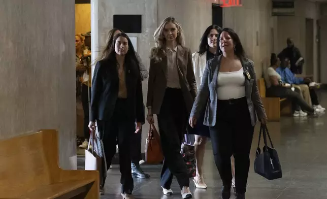 Kaja Sokola arrives at Manhattan criminal court before Harvey Weinstein's trial on Thursday, May 8, 2025 in New York. (AP Photo/Adam Gray)