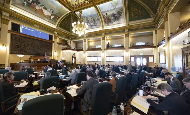The Montana Senate debates a bill during transmittal week in the state Capitol, March 5, 2025, in Helena, Mont. (Thom Bridge/Independent Record via AP)