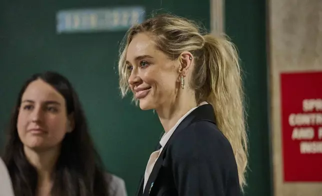 Kaja Sokola appears state court in Manhattan to testify in the sex assault case against Harvey Weinstein, Wednesday, May 14, 2025 in New York. (Curtis Means/Pool Photo via AP)