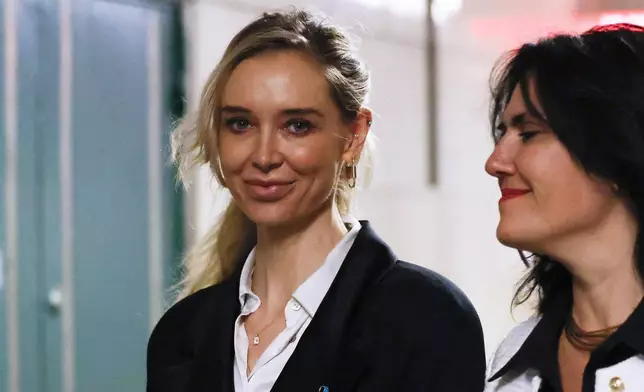 Kaja Sokola arrives at Manhattan Criminal Court before Harvey Weinstein's trial on Wednesday, May 14, 2025 in New York. (John Angelillo/Pool Photo via AP)