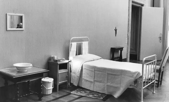 FILE - One of the cells in which a Cardinal will live during the Conclave, at the Vatican, Aug. 23, 1978. (AP Photo, File)