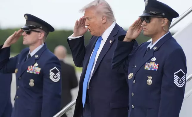 President Donald Trump arrives at Tuscaloosa National Airport, Thursday, May 1, 2025, in Tuscaloosa, Ala. (AP Photo/Manuel Balce Ceneta)