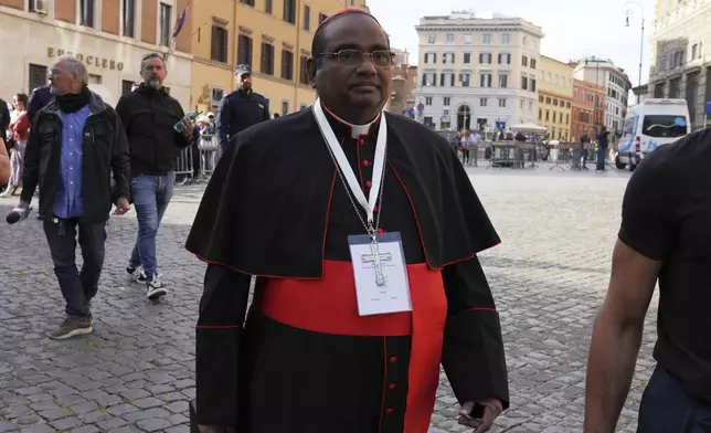 Cardinal Anthony Poola arrives at the Vatican, Saturday, May 3, 2025, to attend the General Congregation of cardinals in the New Synod Hall where they are preparing for the upcoming conclave starting on May 7, to elect the 267th Roman pontiff. (AP Photo/Andrew Medichini)