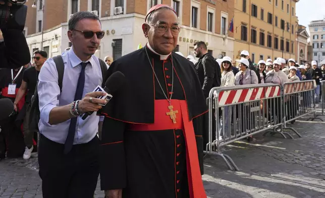 Cardinal Francis Xavier Kriengsak Kovithavanij arrives at the Vatican, Saturday, May 3, 2025, to attend the General Congregation of cardinals in the New Synod Hall where they are preparing for the upcoming conclave starting on May 7, to elect the 267th Roman pontiff. (AP Photo/Andrew Medichini)
