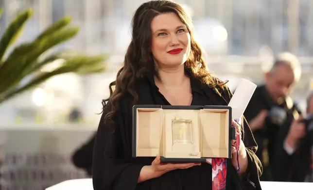 Mascha Schilinski, winner of the jury prize for the film 'Sound of Falling', poses for photographers at the awards ceremony photo call at the 78th international film festival, Cannes, southern France, Saturday, May 24, 2025. (Photo by Scott A Garfitt/Invision/AP)