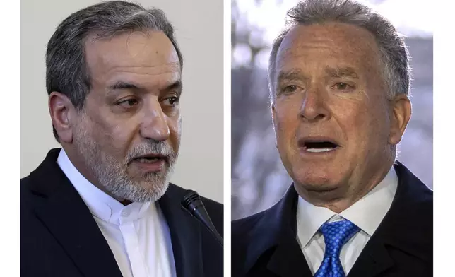 FILE - This combo shows Iranian Foreign Minister Abbas Araghchi, left, pictured in Tehran, Iran, on Feb. 25, 2025 and Steve Witkoff, right, White House special envoy, pictured in Washington, on March 19, 2025. (AP Photos Stringer, Mark Schiefelbein)