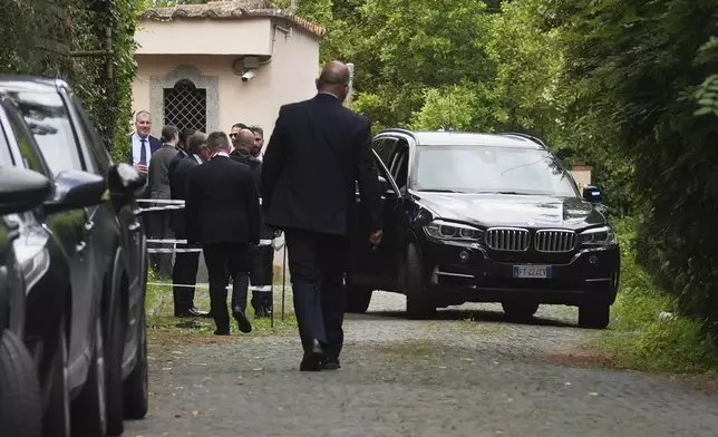 Delegates arrive at the Omani Embassy in Rome after closed-door meeting between Iranian and U.S. delegations to discuss Tehran's rapidly advancing nuclear program, Friday, May 23, 2025. (AP Photo/Andrew Medichini)