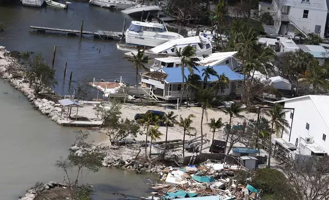 FILE - In this Sept. 11, 2017 photo, debris lies from a destroyed building in the aftermath of Hurricane Irma in Key Largo, Fla. (AP Photo/Wilfredo Lee, File)
