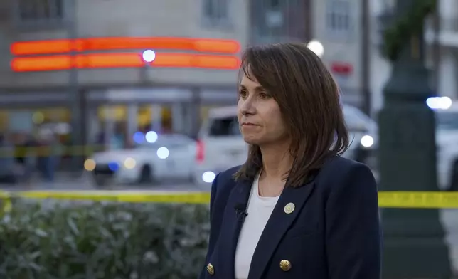 FILE - Louisiana Attorney General Liz Murrill speaks to reporters, Jan. 1, 2025, in New Orleans. (AP Photo/Matthew Hinton, file)
