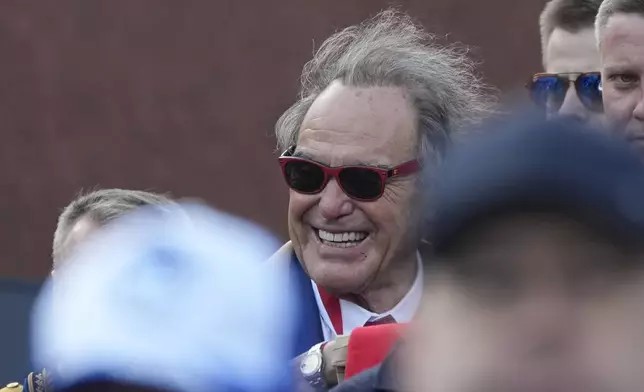 US director Oliver Stone arrives for the Victory Day military parade in Moscow, Russia, Friday, May 9, 2025, during celebrations of the 80th anniversary of the Soviet Union's victory over Nazi Germany during the World War II. (AP Photo/Pavel Bednyakov, Pool)
