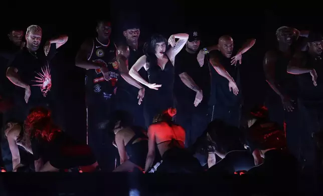 Lady Gaga takes part in a rehearsal a day ahead of her free concert on Copacabana beach, in Rio de Janeiro, Friday, May 2, 2025. (AP Photo/Bruna Prado)