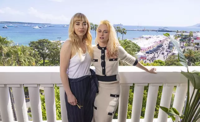 Kristen Stewart, left, and Imogen Poots pose for portrait photographs for the film 'The Chronology of Water' at the 78th international film festival, Cannes, southern France, Saturday, May 17, 2025. (Photo by Joel C Ryan/Invision/AP)