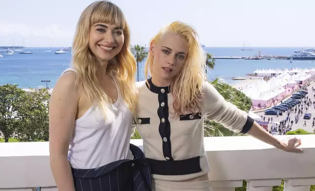 Kristen Stewart, left, and Imogen Poots pose for portrait photographs for the film 'The Chronology of Water' at the 78th international film festival, Cannes, southern France, Saturday, May 17, 2025. (Photo by Joel C Ryan/Invision/AP)