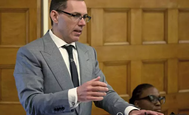 Prosecutor Hank Brennan during the Karen Read trial at Norfolk Superior Court, Tuesday, May 6, 2025, in Dedham, Mass. (Matt Stone/The Boston Herald via AP, Pool)