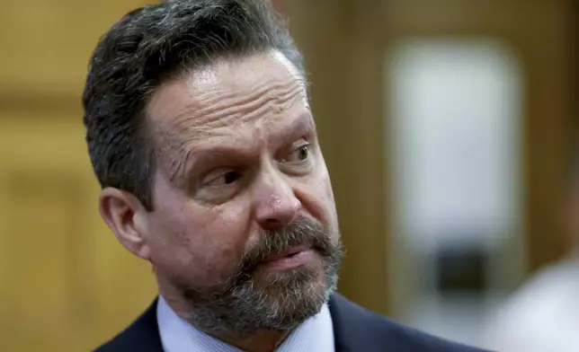 Defense lawyer Alan Jackson questions Massachusetts State Police Sgt. Yuriy Bukhenik during the Karen Read murder trial in Norfolk Superior Court in Dedham, Mass., Friday, May 9, 2025. (Mark Stockwell/The Sun Chronicle via AP, Pool)