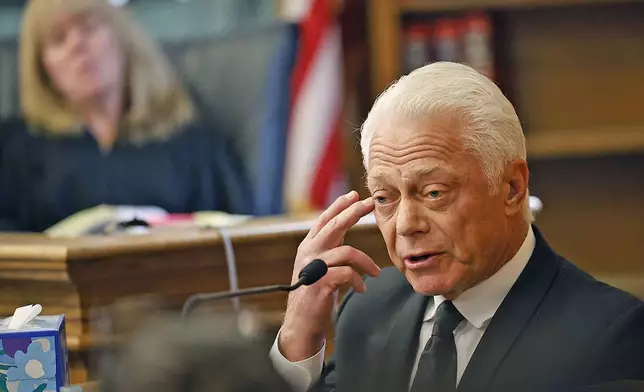 Brain surgeon Dr. Aizik Wolf testifies about the injuries to John O'Keefe during Karen Read's murder trial in Norfolk Superior Court in Dedham, Mass., Wednesday, May 21, 2025. (Greg Derr/The Patriot Ledger via AP, Pool)