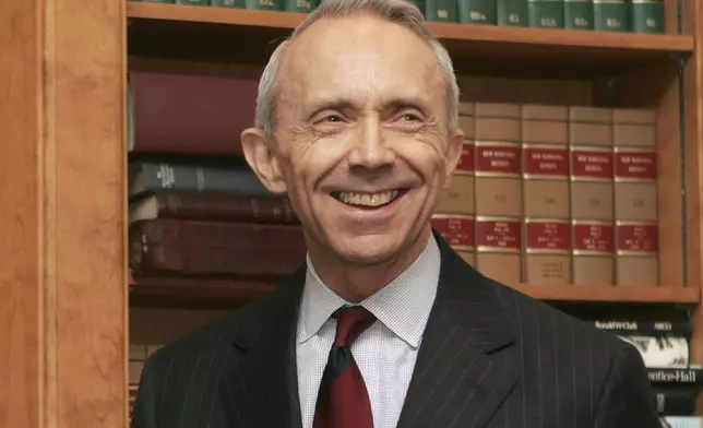 FILE - U.S. Supreme Court Justice David Souter, smiles after speaking during a dedication ceremony at the State Supreme Courthouse in Concord, N.H., July 9, 2008. (AP Photo/Jim Cole, File)