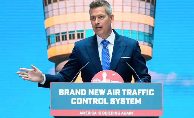 Transportation Secretary Sean Duffy announces a new air traffic control infrastructure plan, Thursday, May 8, 2025, in Washington. (AP Photo/Julia Demaree Nikhinson)